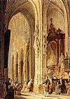 Johannes Bosboom A Church Interior With People Attending Mass painting
